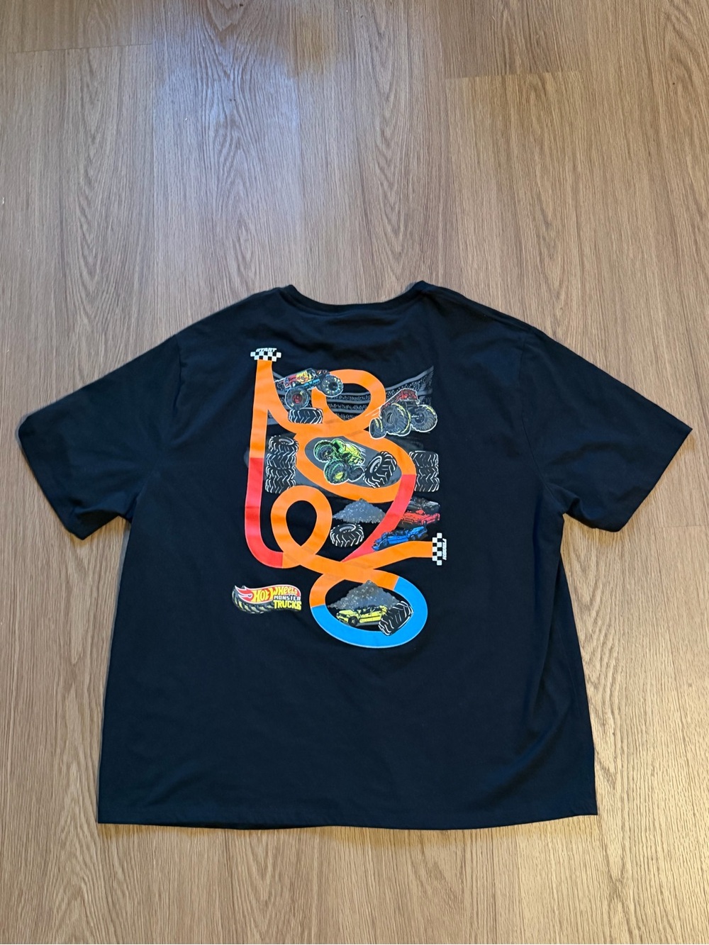 Mattel Hot Wheels Monster Trucks Black Tee with White Logo